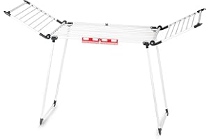 ‎MASSIDO Massido Wäscheständer XXL Ausziehbar Teleskopisch Wäscheflügeltrockner Wäschetrockner Ständer Stabiler Standtrockner Mit Rutschfesten Füßen Große Trockenfläche 27 M Lydia Weiß 190-260 x 60 x 117 cm