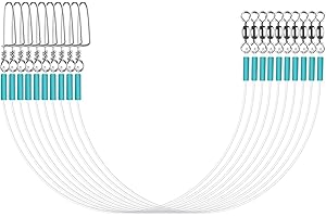Luroad 10/20 Unidades Líneas de Líderes de Pesca de Fluorocarbono, Líder de Pesca de Agua Salada con Broches Giratorios para Líneas de Anzuelos de Cebo