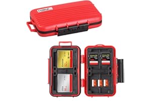 Estuche para Tarjeta de Memoria, LYNCA KH6 Funda para Tarjetas de Memoria con 24 Ranuras para 8 Tarjetas SD, 4 Tarjetas CF, 12 Tarjetas Micro SD/TF (Rojo)
