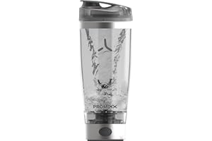 Promixx Pro Electric - Botella mezcladora de proteínas, recargable, automática, con hoja X, batidos suaves en cuestión de segundos, vaso portátil para batido de proteínas, sin BPA, 600 ml (plata/gris)