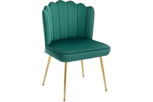 HOMCOM Shell Luxe Velvet Accent Chair with Gold-tone Metal Legs, Modern Vanity Chair for Living Room, Bedroom, Home Office, Green