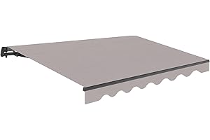 Wasabi - Toldo Retráctil Exterior 300x250cm Gris Poliéster – Lona Protección Solar UV - Estructura de Aluminio Antracita – Manivela Incluida – Manual Enrollable Terraza Jardín Balcón