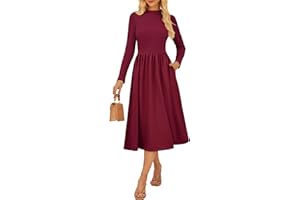 GRACE KARIN Abito Casual da Donna a Trapezio con Maniche Lunghe e Elegante Abito Tascabile