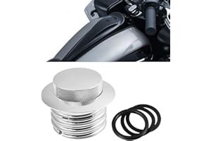 TUINCYN Pop Up Tankdeckel Chrom Silber belüftet Unterputz Tankdeckel für Harley Davidson Regular Gewinde (1982-2019), 1 Stück