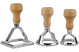 Ravioli Maker Cutter Stamp, FantasyDay 3 Pack Stainless Steel Pierogi/Dumpling Maker Set with Wooden Handle, Empanada Press Mould - Kitchen Pastry Tool for Ravioli Meat Press Maker, Pelmeni Dumpling
