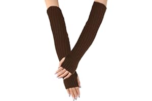 AWOCAN Lange fingerlose Handschuhe Weiche Winter Warme Handschuhe Winter Knit Armstulpen Daumenloch Handschuhe Gestrickt Warm Weben Handschuhe