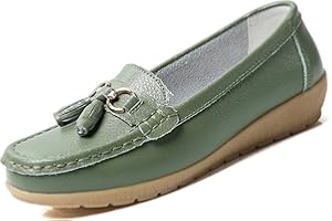 PSUNEY Womens Loafers Soft Leather Casual Walking Penny Flats Boat Moccasins Non-Slip Outdoor Driving Shoes for ladies Comfortable Office Fashion Classic Lightweight Breathable Shoes
