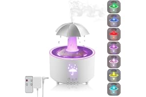 Justup Umidificatore per ombrello, umidificatore a goccia, 7 colori, diffusore per aromaterapia, 300 ml, grande capacità, umidificatore con telecomando (bianco)