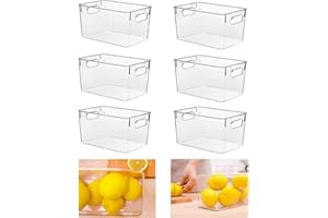 KJIXYUNG Organizer Frigorifero, Contenitori Frigo Trasparente, Organizzatore Cucina per Dispensa, Armadietti, Ripiani, Bagno - Senza BPA (4er-Pack S(24x13x11CM))