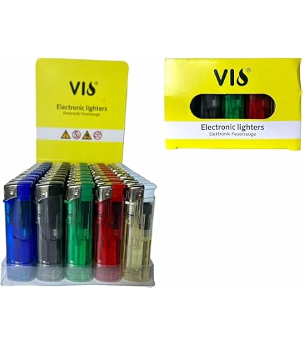 Cultimo Lot de 50 briquets électroniques avec motifs, rechargeables et sécurité enfant - Briquet électronique rempli de gaz (voitures