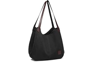 KONO Bolso de Hombro de Lona para Mujer, Tote Casual Shopper de Gran Capacidad y Ligero con Compartimento Principal con Cremallera y Bolsillos, Ideal para Diario, Trabajo, Viajes y Compras