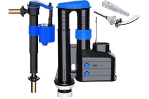 PlumbEZ Full Cistern Kit - Includes Adjustable Dual Flush Toilet Syphon, Universal Bottom/Side Entry Toilet Fill Valve and Toilet Handle with Adjustable Arm - Toilet Flush Replacement WRAS Approved