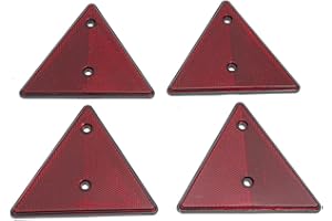 TAEUYYM 4 x Trailer Red Triangle Reflectors, Reflective Triangles for Gate Posts, Triangle Rear Reflectors Gate Posts Screw Fixing, Rear Reflector Suitable for RV Truck Trailer Tractor Gate Reflectors