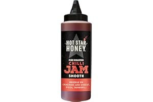 Hot Star Honey Fire Roasted Chilli Jam - SMOOTH CHILLI JAM WITH HONEY AND ROASTED PEPPERS - DRIZZLE ON CRACKERS, CHEESE, PIZZA AND BURGERS - 325g