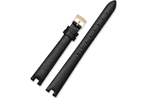 BREFER RHAIYAN Watch Band Compatible With Gucci Ya141501 Ya141401 Series Women's Notch Watch Bracelet GC Leather Watch Strap 12 14mm Specific (Color : Black Gold, Size : 14mm)