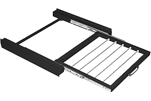 Vonia Zwischenbaurahmen Schwarz für Waschmaschine und Trockner – Stapelkit mit ausziehbarem Handtuchhalter – Metall, 60 x 54 x 7,5 cm – Tragkraft bis 100 kg