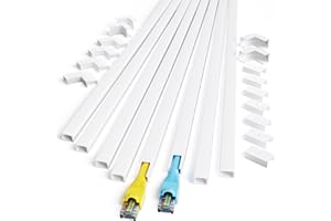KINKAIVY Electrical Cable Trunking 8 M, Cable Concealer on Wall for one Cord, Paintable PVC Cable Cover, White Trunking for Cables to Hide a Single Power Cord in Home or Office, 8X L 1 M, W 1.5 cm, H 1 cm