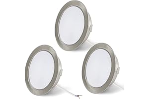 URing Juego de 3 Focos LED empotrables para muebles, 12V 3,5W G4 3000K 300LM luz blanca cálida, regulable, cable de conexión de 15 cm,niquel pulido,Empotrable Led Alternativa a las halógenas lámparas