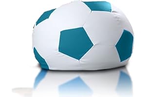 ‎ECOPUF Ecopuf Football | Sitzsack Fussball Größe S 55X35 cm Ideal für Kinder & Erwachsene | Fußball-Sitzsack aus Kunstleder | Sitzkissen Fußball Gefüllt mit Polystyrol (PS) Sitzkissen Gaming Sessel