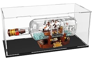 ACRLIE Vitrine pour Collection Boite Plexiglas de Rangement Cube Transparent pour Figurine Lego Object, Vitrine Salon Comptoir Vitrine Exposition Presentoir Anti-poussière avec Base et Bande Lumineuse