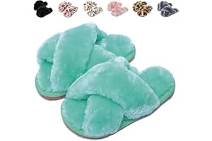 Fadezar Cute Slippers for Girls Warm Plush Home Slippers Kids Fluffy Sliders Slippers Winter Indoor House Shoes