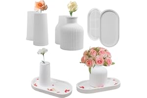 MoguGo 3 Stück Silikonformen für Vase und Paletten - Epoxidharz DIY Formen Set mit Stifthaltern