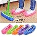 Produktbild Contever 10 Stück Chenille Wischmop Mop Hausschuhe Faule Pantoffeln Komfortable Lazy Mop Slippers Multifunktions Dust Schuhe Bodenreiniger für Home Bathroom Office Kitchen, Mehrfarbig