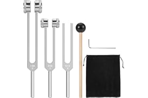 DHASUWT Stimmgabeln zur Heilung (128Hz, 256Hz, 512Hz), Stimmgabeln Set mit Reflexhammer für Heilung Chakra, Stimmgabel Aktivator Frequenzheilgeräte Klangtherapie Yoga Meditation Zubehör