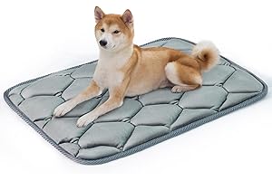Geegoos Dog Crate Mattress,Washable Soft Kennel Pads,Pet Bed Blanket Dog Crate Mat Suitable for 30 inch Cage,Dog Bed Mats for Medium Dogs and Cats(74x46cm,Grey)
