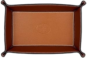 FrasiBags Svuotatasche in Vera Pelle Made in Italy, Vassoio Portaoggetti Ingresso, Svuota Tasche da Ingresso, Svuotatasche Design Moderno in Pelle Rettangolare Grande (Cuoio/Marrone)