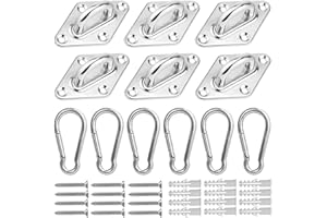 SAIJIAN 12 Pezzi M5 Piastra Oculare in Acciaio Inossidabile 304 Placca Oculare Ganci e Moschettone Piastra Ancoraggio Gancio da Muro con Occhiello Piastra di Copertura Gancio Soffitto con Viti