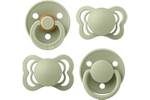 BIBS Schnuller 4er-Pack, Try it starter pack, BPA-frei, Kirschform, Symmetrische und Kiefergerechte Sauger. Naturkautschuk/Silikon, Hergestellt in Dänemark. 0-6 Monate (4er Pack), Sage