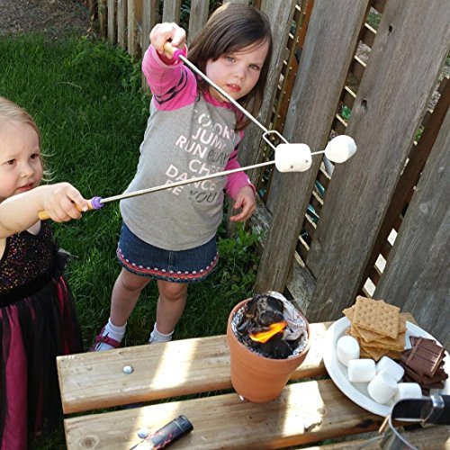 Nlife Marshmallow Roasting Sticks Smores Spieße Hot Dog Gabel Rotierende und Teleskopische Edelstahl für Camping Campfire Kochgeschirr (Set von 6, 32 Zoll, Free Rubber Covered Tipps) - 5