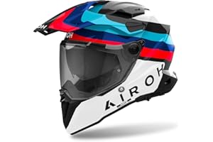 Airoh Commander 2 Doom Casque de Motocross, weiß/Rot/Blau, M (57/58)