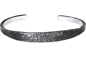 Kuzzoi Męska srebrna bransoletka otwarta, ręcznie wykonana z masywnego srebra wysokiej próby 925, oksydowana, bransoletka dla mężczyzn, bransoletka o szerokości 8 mm, waga 19 g, Rozmiar uniwersalny,