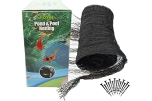 POYEE Filet pour Bassin 4.5x4.5m - Filet de Protection pour Étang, Protège Les Poissons Koï des Oiseaux, Chats et Prédateurs avec Piquets, Filet Anti Oiseaux