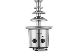 Jago® Fontaine à Chocolat 275 W - 4 Étages, Capacité 1 kg, Électrique, H 39 cm, en Acier Inoxydable, Lavable dans le Lave-Vaisselles, Argenté - Fondue au Chocolat, Fruits