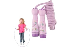 HUATEEN Skipping Rope Kids,Kids Skipping Ropes Purple Adjustable Children's Jumping Ropes Skipping Rope with unicorn pattern Handle for Boys and Girls and Beginners Fitness Outdoor Exercise