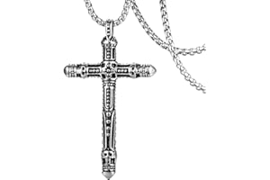 DXIUORF Punk Skull Cross Necklace for Men Women, Stainless Steel Cross Skull Pendant Necklace, Gothic Punk Hip Hop Jewelry Gift