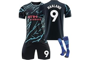 DUOROUPUTAO Haaland Camisetas de Jugadores fútbol Infantil Adulto,22/23 Camiseta de fútbol de Casa/Visitante Juego de Camisetas de Futbol Niño Equipo de Entrenamiento de fútbol Camiseta Pantalón Corto y Medias