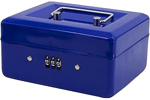 Time to Sparkle 6 inch Small Security Lock Box with Coin Tray Metal Material with Stainless Steel Handle 15 * 12 * 13cm Blue