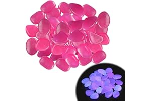 MsTeco Leuchtsteine, 100 Stück Leuchtende Steine Lila Kieselsteine Dekosteine Garten Fluoreszierende Steine für Gehwege, Kinderzimmer, Balkon, Vase Deko