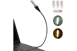 EBYPHAN Mini LED USB, luce per tastiera flessibile per computer portatile, computer portatile, collo di cigno regolabile + paralume rimovibile, 4 luci miste LED USB (2 bianche + 2 giallo caldo) (nero)