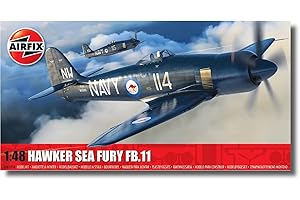 Airfix Model Set - A06105A Hawker Sea Fury FB.II Model Building Kit - Plastic Model Plane Kits for Adults & Children 8+, Set Includes Sprues & Decals - 1:48 Scale Model