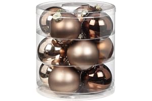 MAGIC BY INGE MAGIC Weihnachtskugeln Glas 8cm 12 STK. Christbaumkugeln Farbe: Elegant Lounge (Schokolade braun)