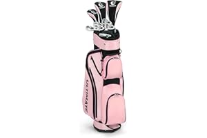 COSTWAY Ensemble de Golf Complet pour Femmes, Comprend 460CC #1 Driver #3 Fairway #4 Hybride #6#7#8#9 & #P Fers Putter 3 Protèges-Chef et Sac de Chariot Portable, pour Dames