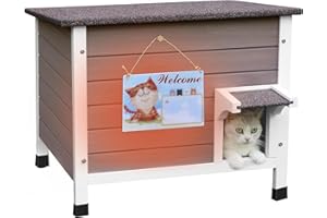 HICAPTAIN Casetta per gatti da esterno, casette in legno per animali domestici resistente alle intemperie, casetta isolata per gatti, casetta in legno per più gatti - Grigio