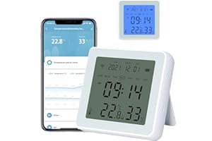 Ailgely Tuya WiFi Capteur de température sans fil, thermomètre hygromètre intérieur, haute précision ℃/℉ commutable, avec stockage de données et fonctions d'alarme