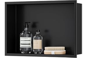 Neodrain Shower Niche Stainless Steel Niche Wall Insert Single Shelf Shower Storage for Bathroom 45 x 30 x 10 cm, Black