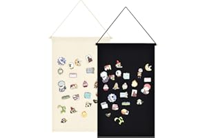 Winmany Espositore da appendere alla parete, espositore in tela smaltata, espositore per spille, orecchini, collane glitterate, organizer per collezione di spille (rettangolare nero + bianco)